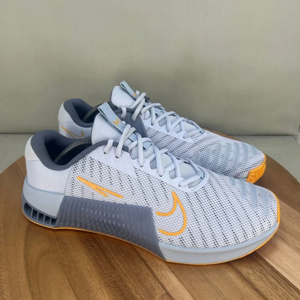 Nike Metcon 9 Mens Training Shoes Grey Orange DZ2617-005 Size 11.5 Gym Workout